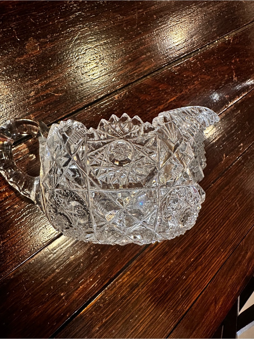 Cut Glass Sugar & Creamer - Picture 3 of 5